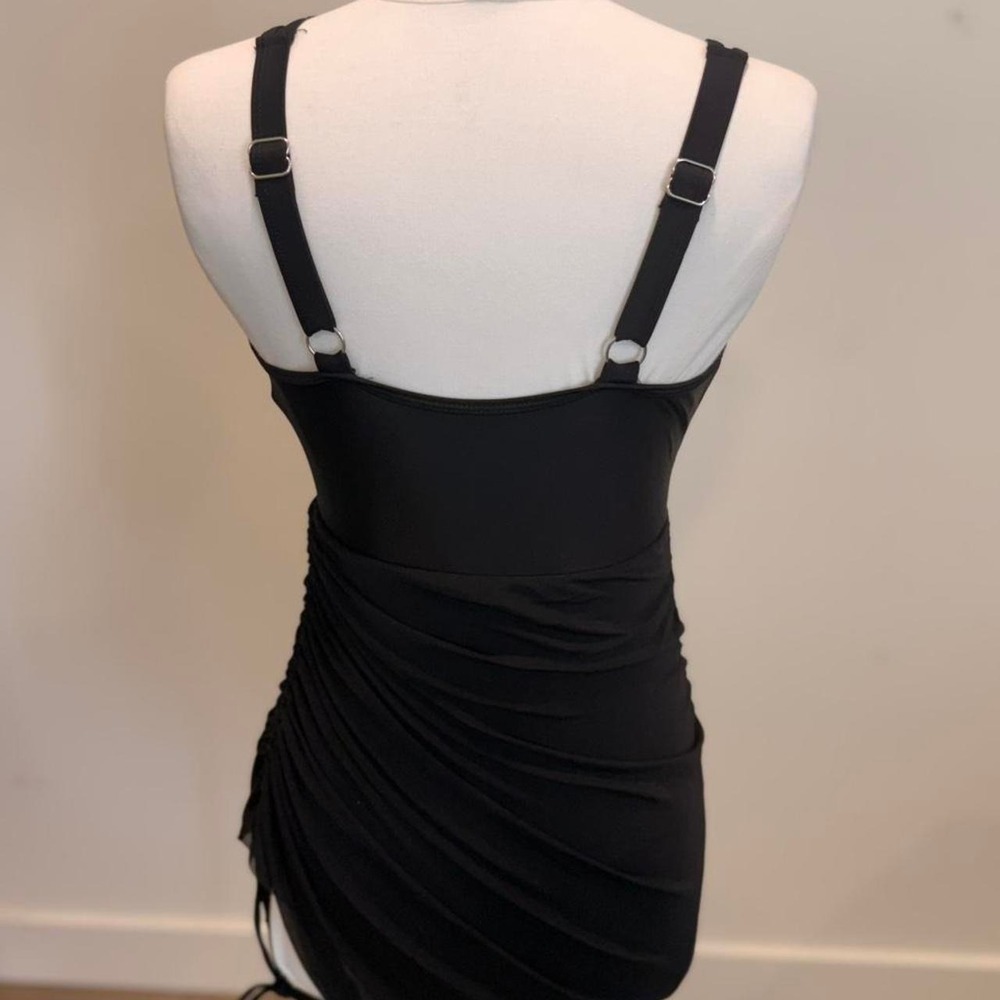 Black Ruched Mesh Mini Dress 🖤✨ - Picture 2 of 2